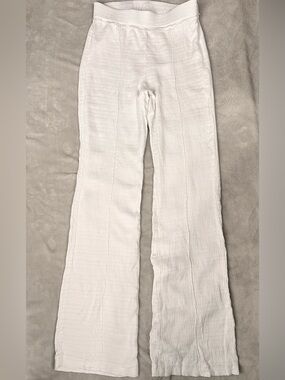 Zara White Textured Wide-Leg Trousers